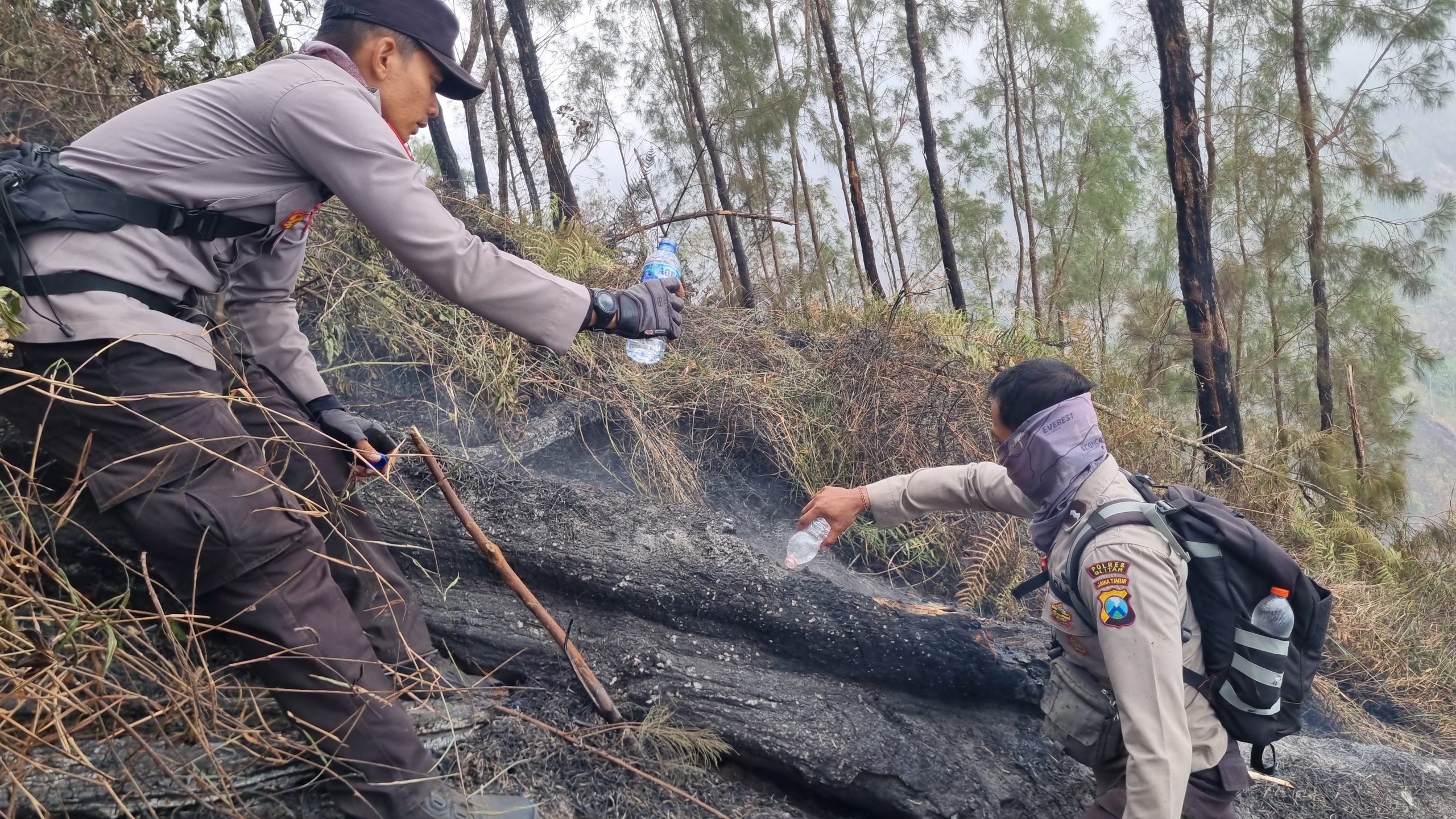 Tembus Ketinggian 1.800 MDPL, Tim Gabungan Polres Blitar Jinakkan Api di Gunung Buthak
