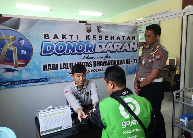 Sambut Hari Lalu Lintas Bhayangkara, Satlantas Polres Lumajang Gelar Cek Kesehatan Gratis Driver Ojol