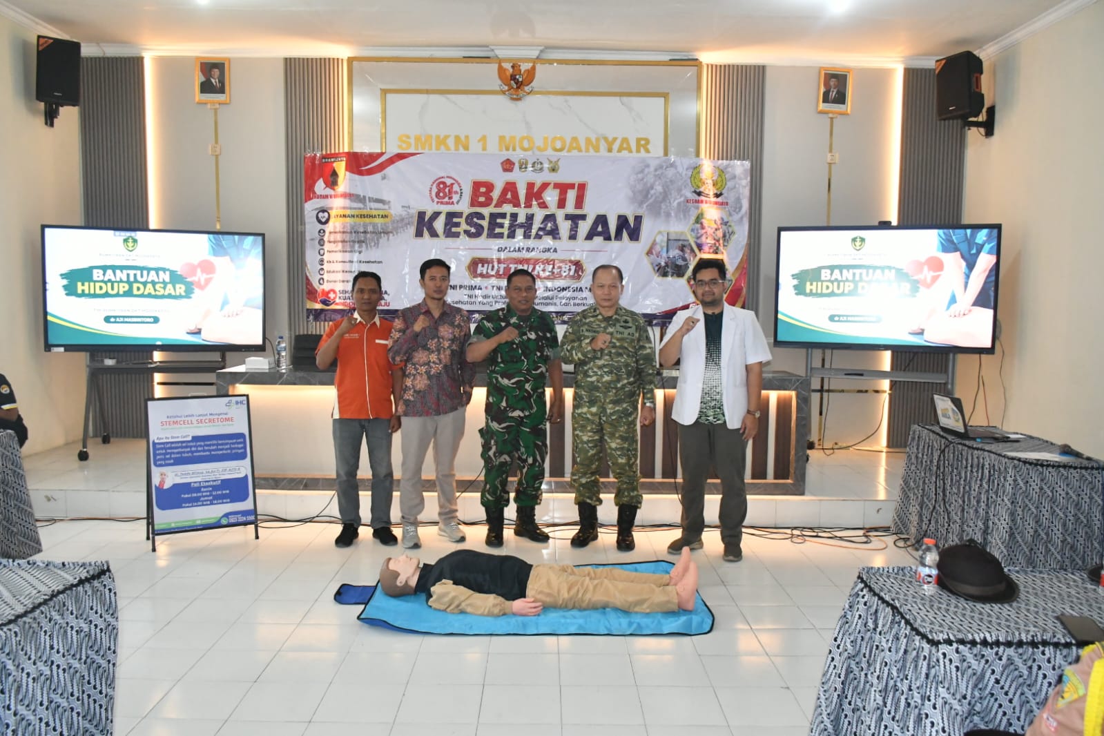 Kodim 0815/Mojokerto Bersama Denkesyah Bekali Siswa SMKN 1 Mojoanyar Pengetahuan BHD