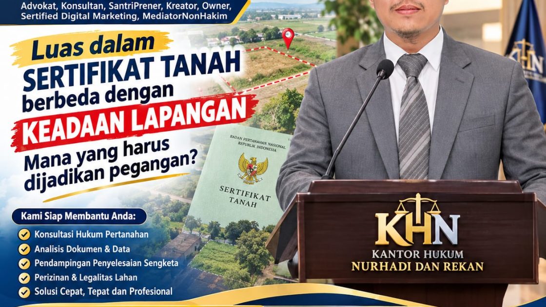 LUAS TANAH DI SERTIFIKAT BERBEDA DENGAN KONDISI LAPANGAN, MANA YANG HARUS DIJADIKAN PEGANGAN?