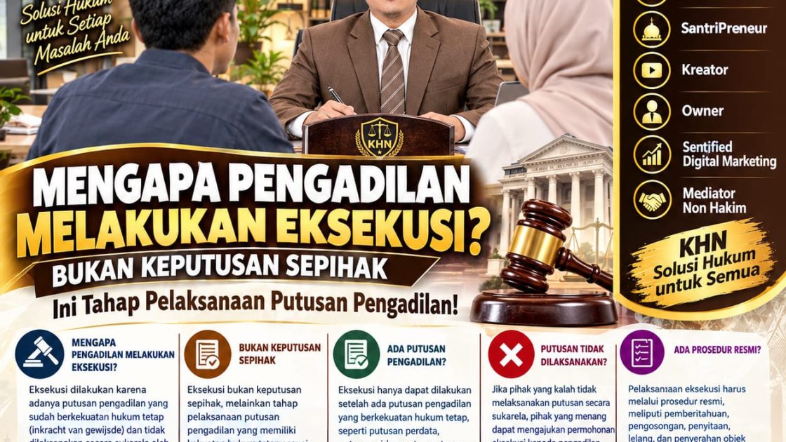 MENGAPA PENGADILAN MELAKUKAN EKSEKUSI? BUKAN KEPUTUSAN SEPIHAK, MELAINKAN TAHAP PELAKSANAAN PUTUSAN PENGADILAN